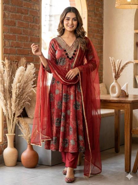 Krunique v neck anarkali wholesale embroidery work kurtis